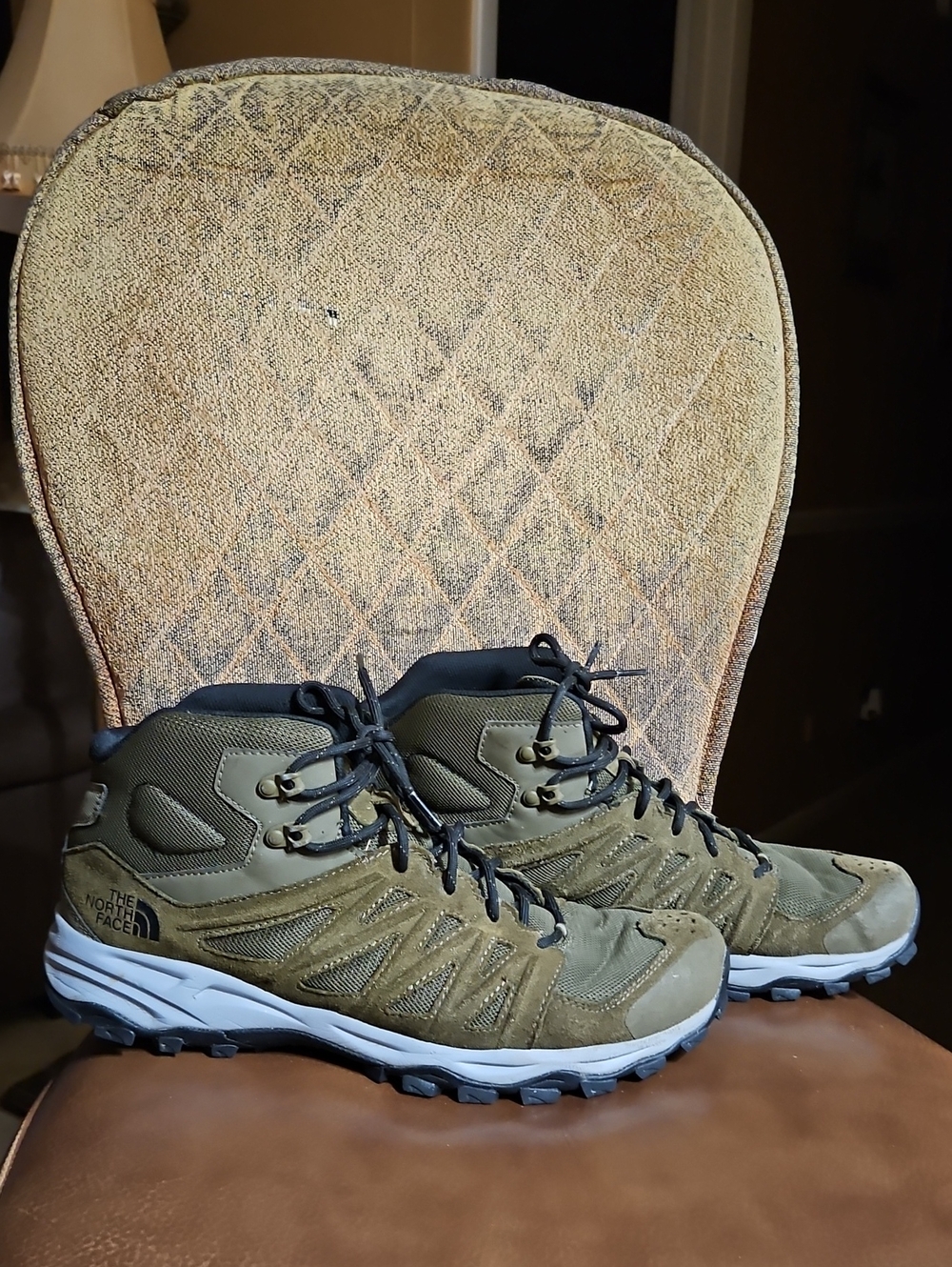 The North Face Truckee Mid Hiking Trail Boots Shoes Lace Up Olive Green Gray